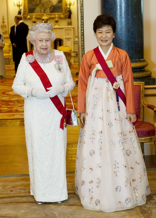 Queen Elizabeth II, Prince Philip And Park Geun-Hye Attend State Banquet At Buckingham Palace